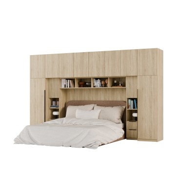 Zabudowa do sypialni 364x225 cm Sonoma Jasna – SARA | eMeblast