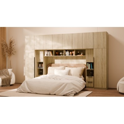 Zabudowa do sypialni 364x225 cm Sonoma Jasna – SARA | eMeblast
