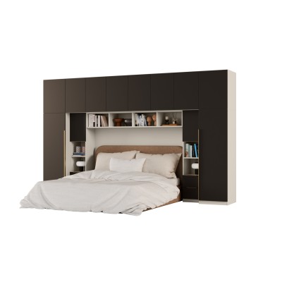 Zabudowa do sypialni 364x225 cm Kaszmirowy Beż / Czarny Onyx – SARA | eMeblast