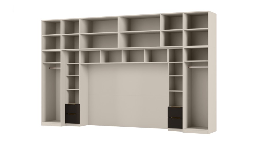 Zabudowa do sypialni 364x225 cm Kaszmirowy Beż / Czarny Onyx z 1 lustrem – SARA | eMeblast Zabudowa do sypialni 364x225 cm Kaszmirowy Beż / Czarny Onyx z 1 lustrem – SARA | eMeblast