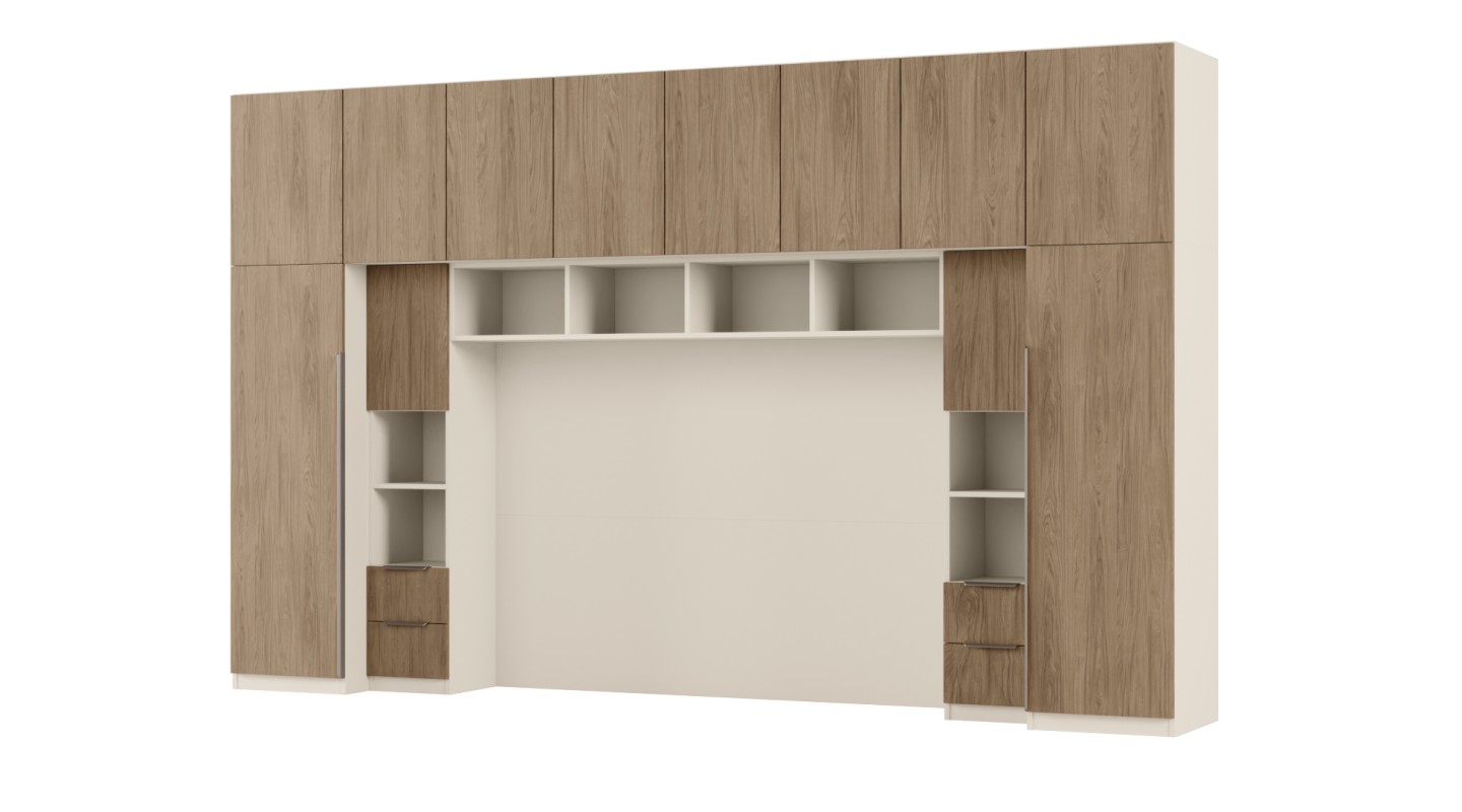Zabudowa do sypialni 364x225 cm Piasek Pustyni / Dąb Casella Brązowy – SARA | eMeblast