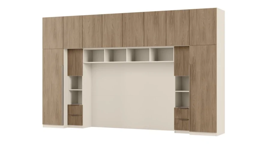 Zabudowa do sypialni 364x225 cm Piasek Pustyni / Dąb Casella Brązowy – SARA | eMeblast
