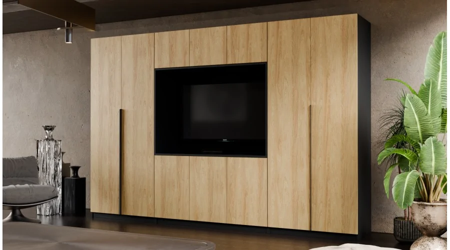 Meblościanka z wnęką pod telewizor 315×210 cm Śnieżna Biel - VISION