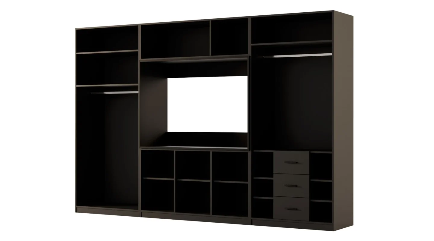 Meblościanka z wnęką pod telewizor 315×210 cm Śnieżna Biel - VISION