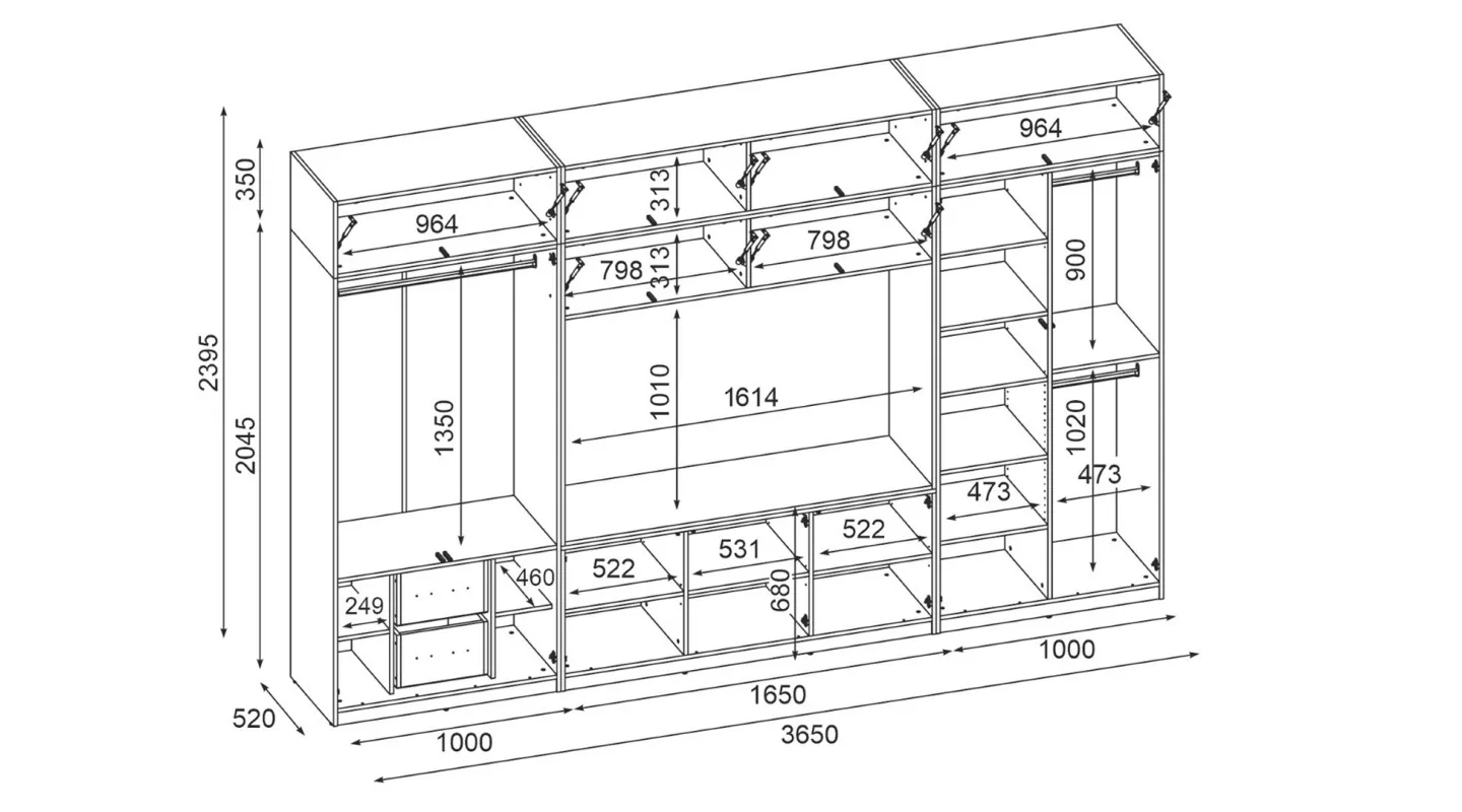 Przestronna meblościanka pod telewizor 365×240 cm Śnieżna Biel Szary New York - INFINITY