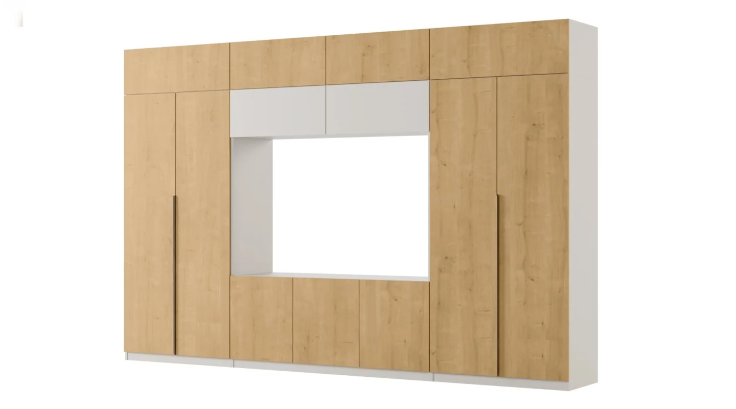 Przestronna meblościanka pod telewizor 365×240 cm Śnieżna Biel Szary New York - INFINITY