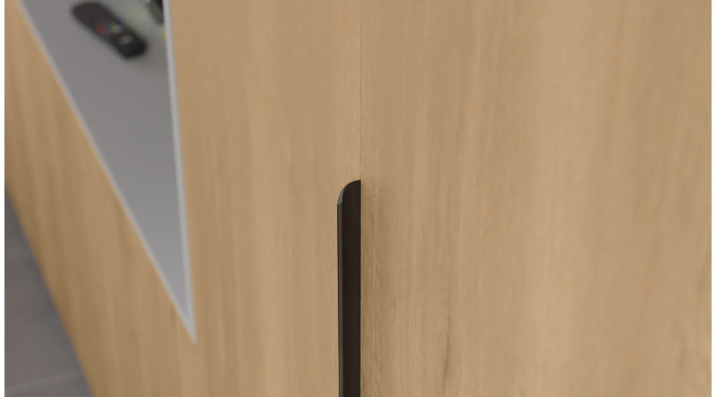 Minimalistyczna meblościanka z strefą RTV 350×240 cm Kaszmirowy Beż - HORIZON