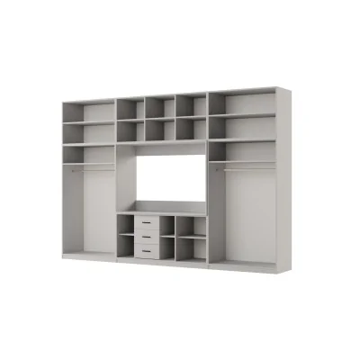Minimalistyczna meblościanka z strefą RTV 350×240 cm Kaszmirowy Beż - HORIZON