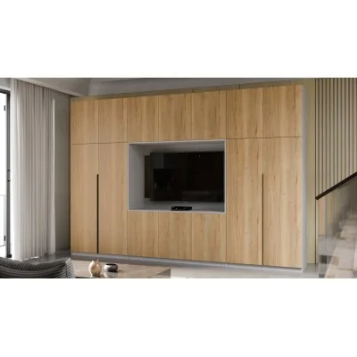 Minimalistyczna meblościanka z strefą RTV 350×240 cm Kaszmirowy Beż - HORIZON