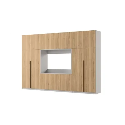 Minimalistyczna meblościanka z strefą RTV 350×240 cm Kaszmirowy Beż - HORIZON