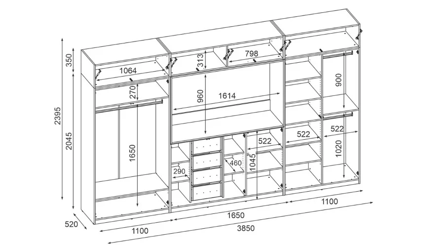 Stylowa meblościanka ze strefą RTV 385×240 cm Szary New York - ATRIUM