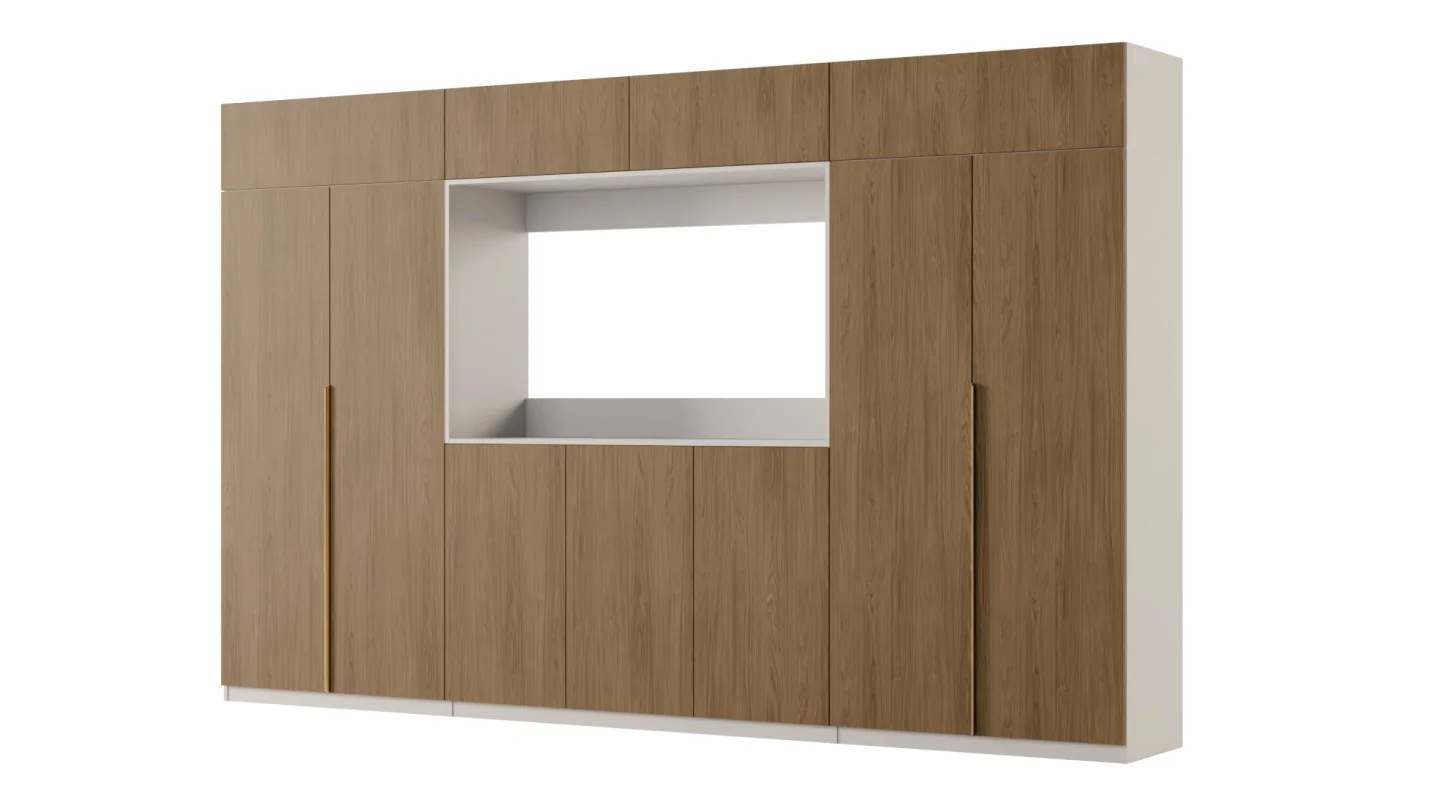 Stylowa meblościanka ze strefą RTV 385×240 cm Szary New York - ATRIUM