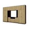 Elegancka meblościanka z szafami i półką RTV 380×240 cm Sonoma Ciemna / Dąb Grand Naturalny – DAKO