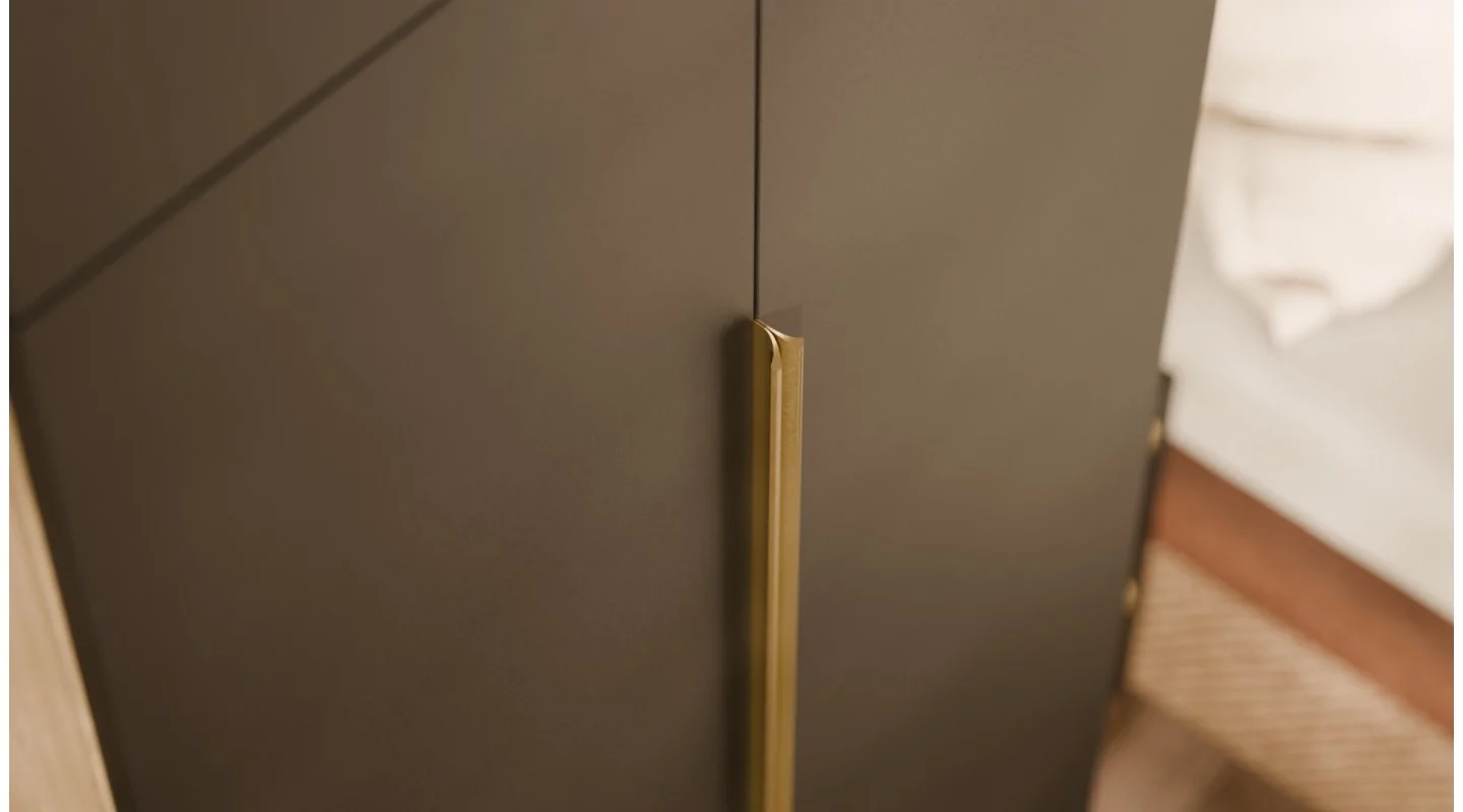 Zabudowa do sypialni 404x240 cm Dąb Artisan / Czarny Onyx z 2 lustrami – MAJA | eMeblast