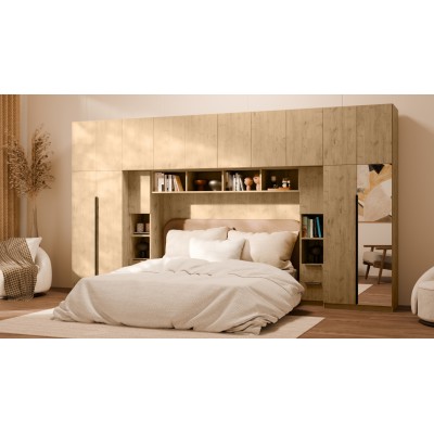 Zabudowa do sypialni 404x240 cm Dąb Lancelot z 1 lustrem – MAJA | eMeblast