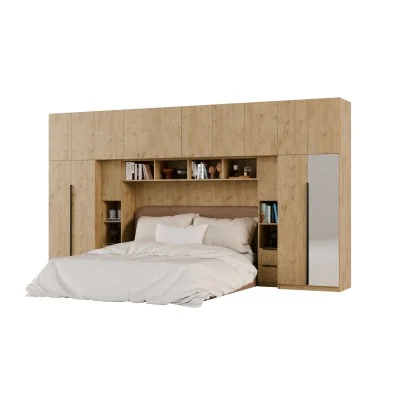 Zabudowa do sypialni 404x240 cm Dąb Lancelot z 1 lustrem – MAJA | eMeblast