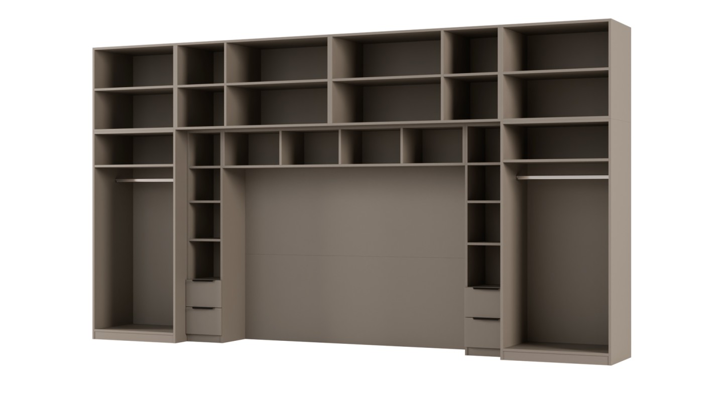 Zabudowa do sypialni 404x240 cm Sepia z 2 lustrami – MAJA | eMeblast