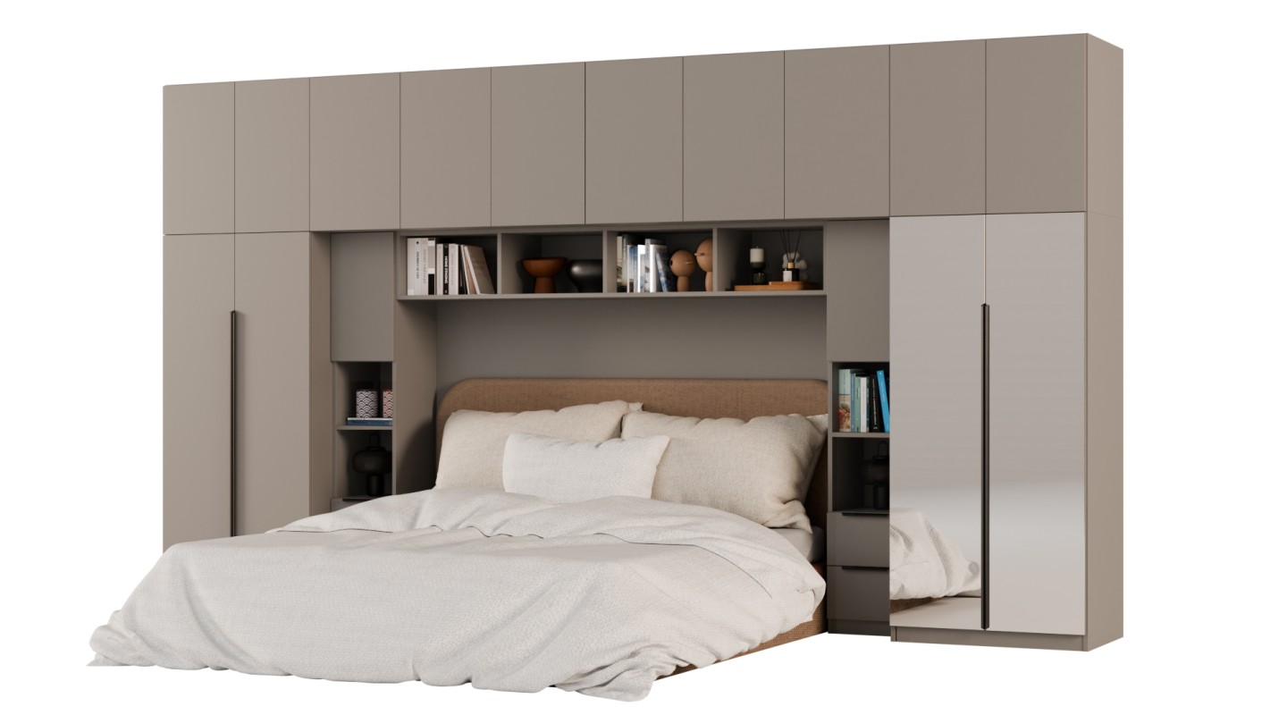 Zabudowa do sypialni 404x240 cm Sepia z 2 lustrami – MAJA | eMeblast
