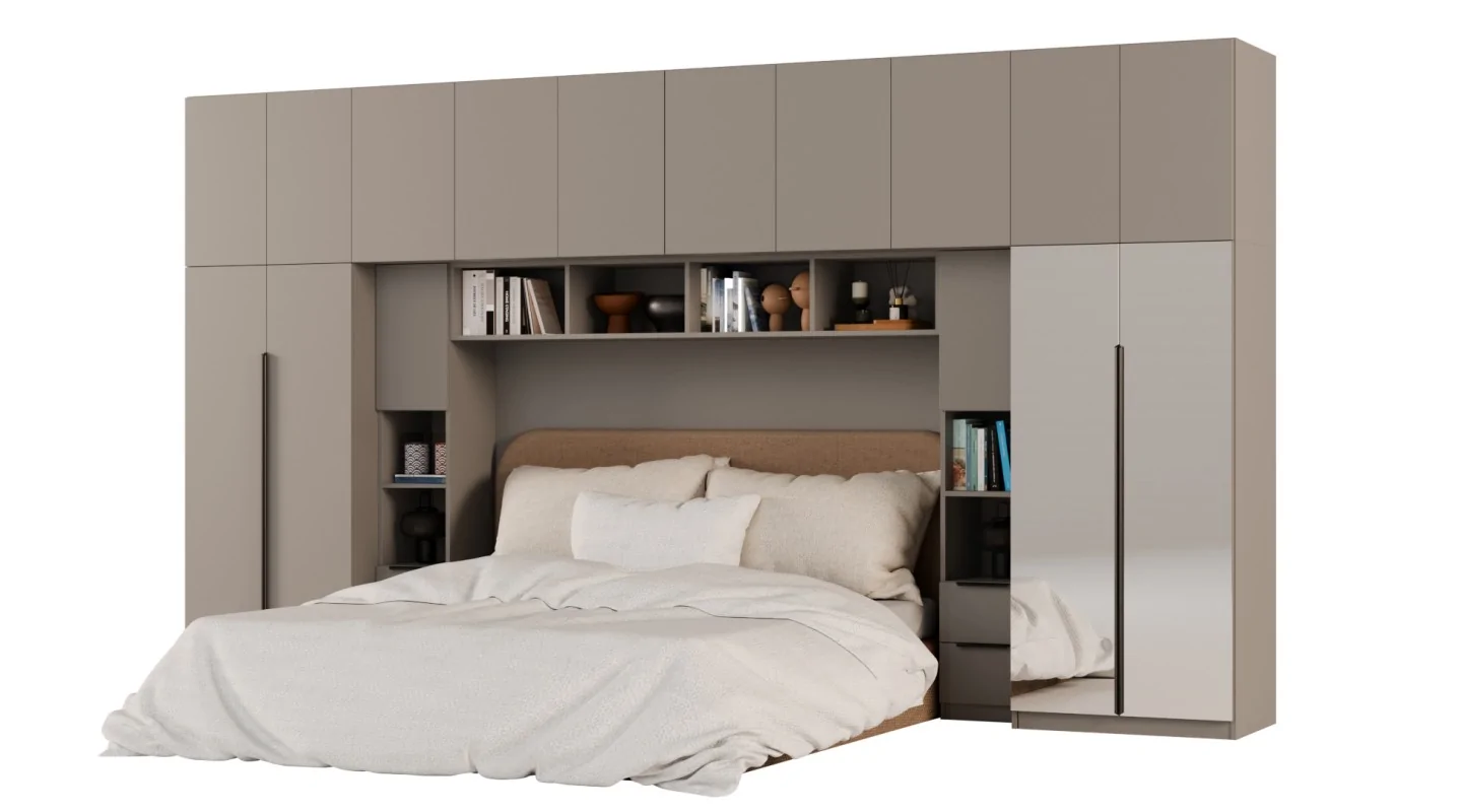 Zabudowa do sypialni 404x240 cm Sepia z 2 lustrami – MAJA | eMeblast