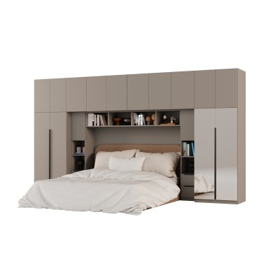 Zabudowa do sypialni 404x240 cm Sepia z 2 lustrami – MAJA | eMeblast