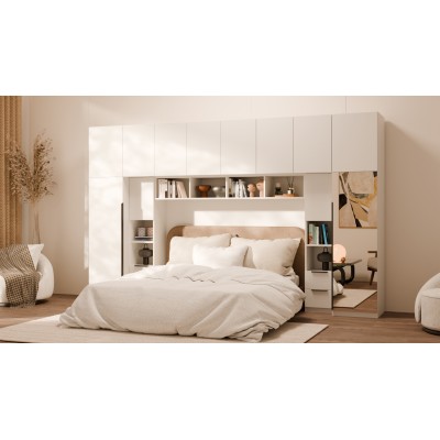 Zabudowa do sypialni 364x225 cm Biel Kredowa z 2 lustrami – SARA | eMeblast