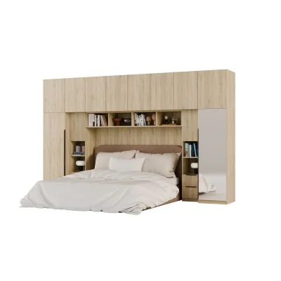 Zabudowa do sypialni 364x225 cm Sonoma Jasna z 1 lustrem – SARA | eMeblast