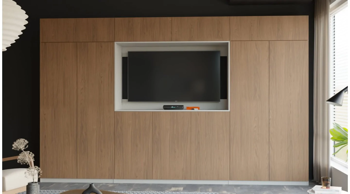Stylowa meblościanka ze strefą RTV 385×240 cm Szary New York - ATRIUM