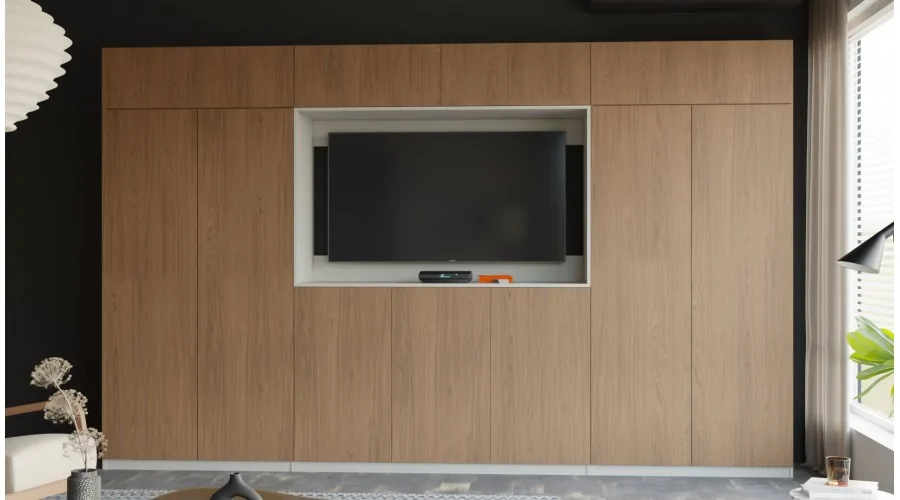 Stylowa meblościanka ze strefą RTV 385×240 cm Szary New York - ATRIUM