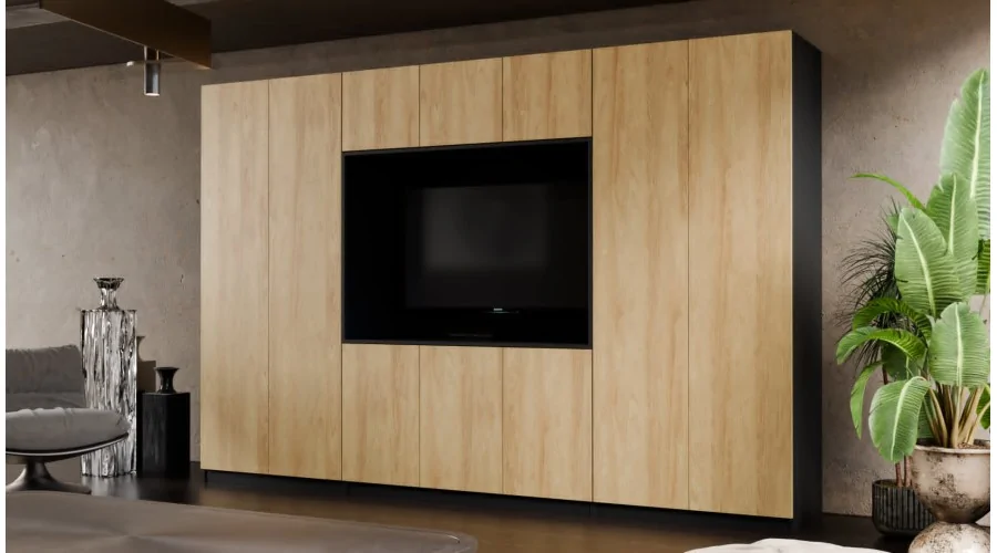 Meblościanka z wnęką pod telewizor 315×210 cm Śnieżna Biel - VISION
