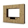 Zabudowana meblościanka z miejscem na telewizor 240×190 cm Sonoma Ciemna / Dąb Artisan – PLUTON
