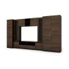 Kompaktowa meblościanka z szafami, szklanymi witrynami i strefą RTV 370×200 cm Sonoma Ciemna / Orzech Okapi – NEPTUN