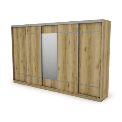 Szafa przesuwna 400x244 cm dąb grand naturalny z lustrem - Velaro | eMeblast