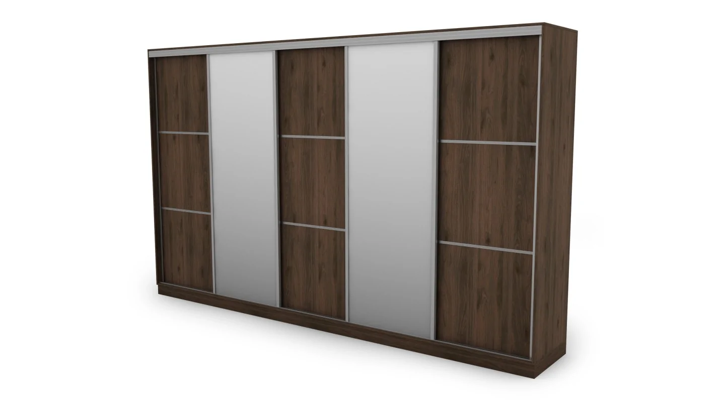 Szafa przesuwna 400x244 cm orzech okapi 2 lustra - Velaro | eMeblast