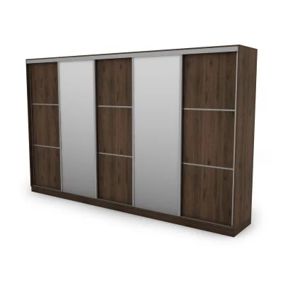 Szafa przesuwna 400x244 cm orzech okapi 2 lustra - Velaro | eMeblast
