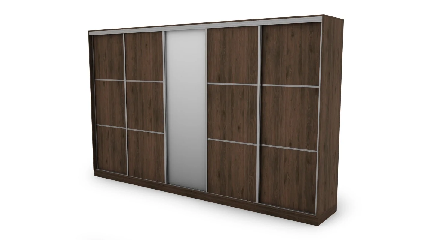 Szafa przesuwna 400x244 cm orzech okapi z lustrem - Velaro | eMeblast