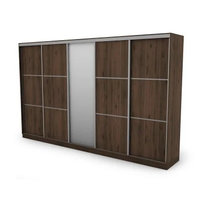 Szafa przesuwna 400x244 cm orzech okapi z lustrem - Velaro | eMeblast