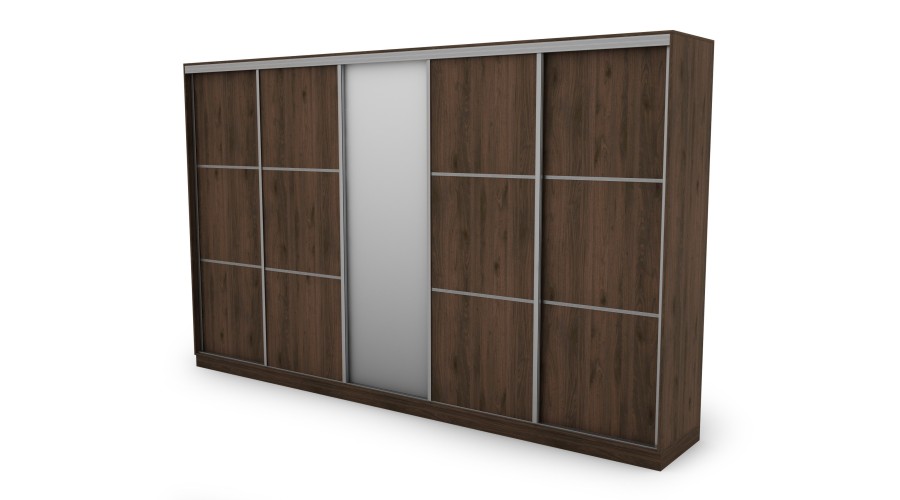 Szafa przesuwna 400x244 cm orzech okapi z lustrem - Velaro | eMeblast