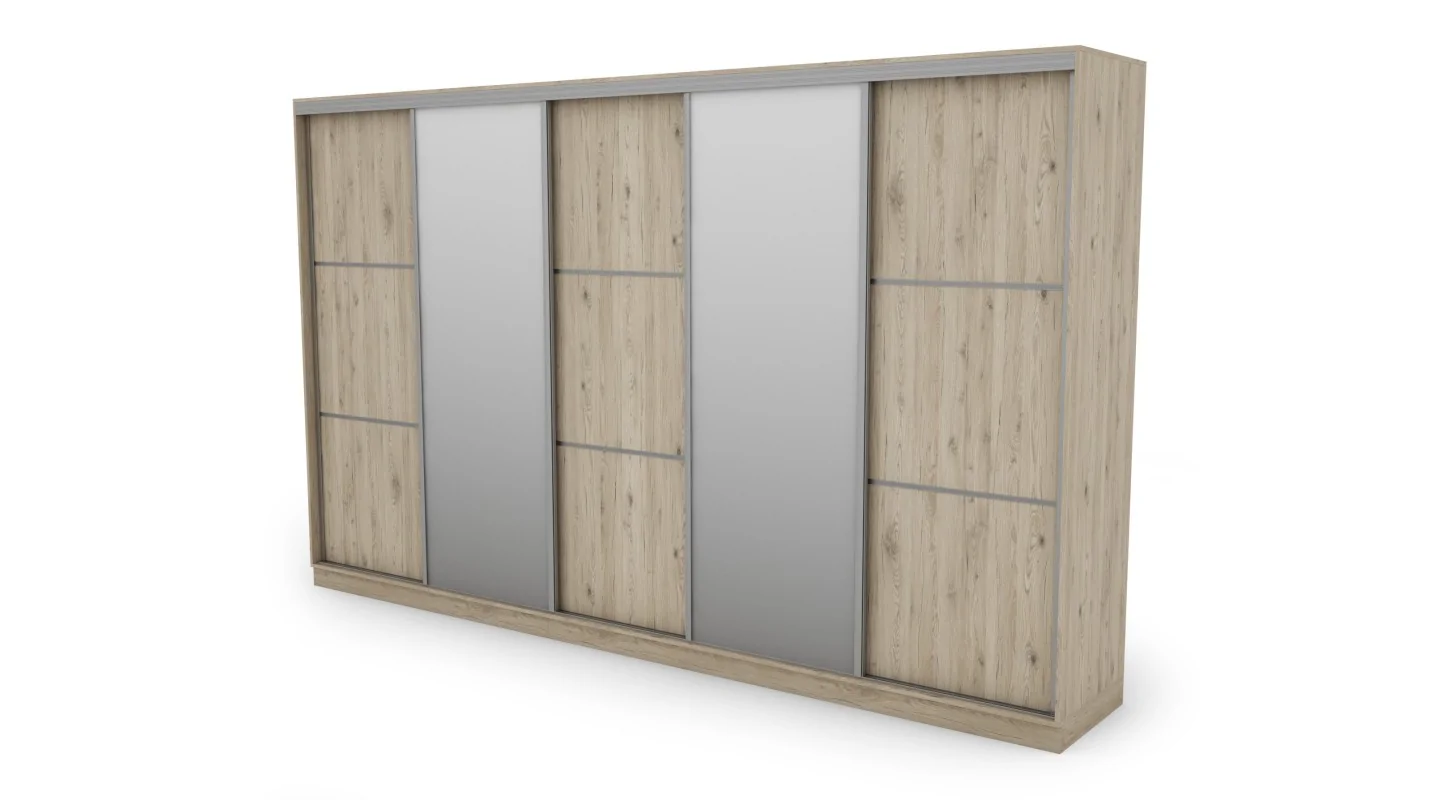 Szafa przesuwna 400x244 cm dąb bordeaux 2 lustra - Velaro | eMeblast