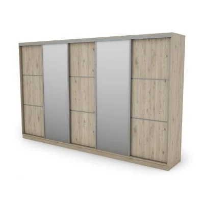 Szafa przesuwna 400x244 cm dąb bordeaux 2 lustra - Velaro | eMeblast