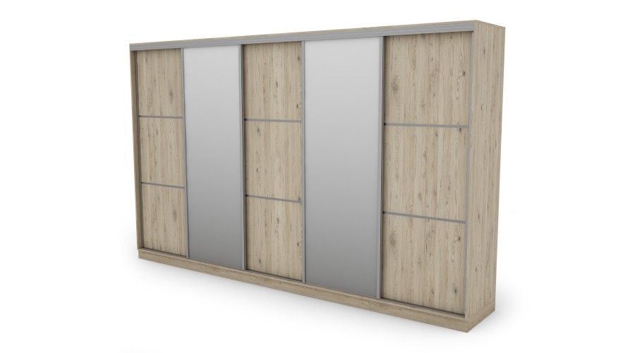 Szafa przesuwna 400x244 cm dąb bordeaux 2 lustra - Velaro | eMeblast Szafa przesuwna 400x244 cm dąb bordeaux 2 lustra - Velaro | eMeblast