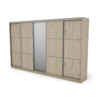 Szafa przesuwna 400x244 cm dąb bordeaux z lustrem - Velaro | eMeblast