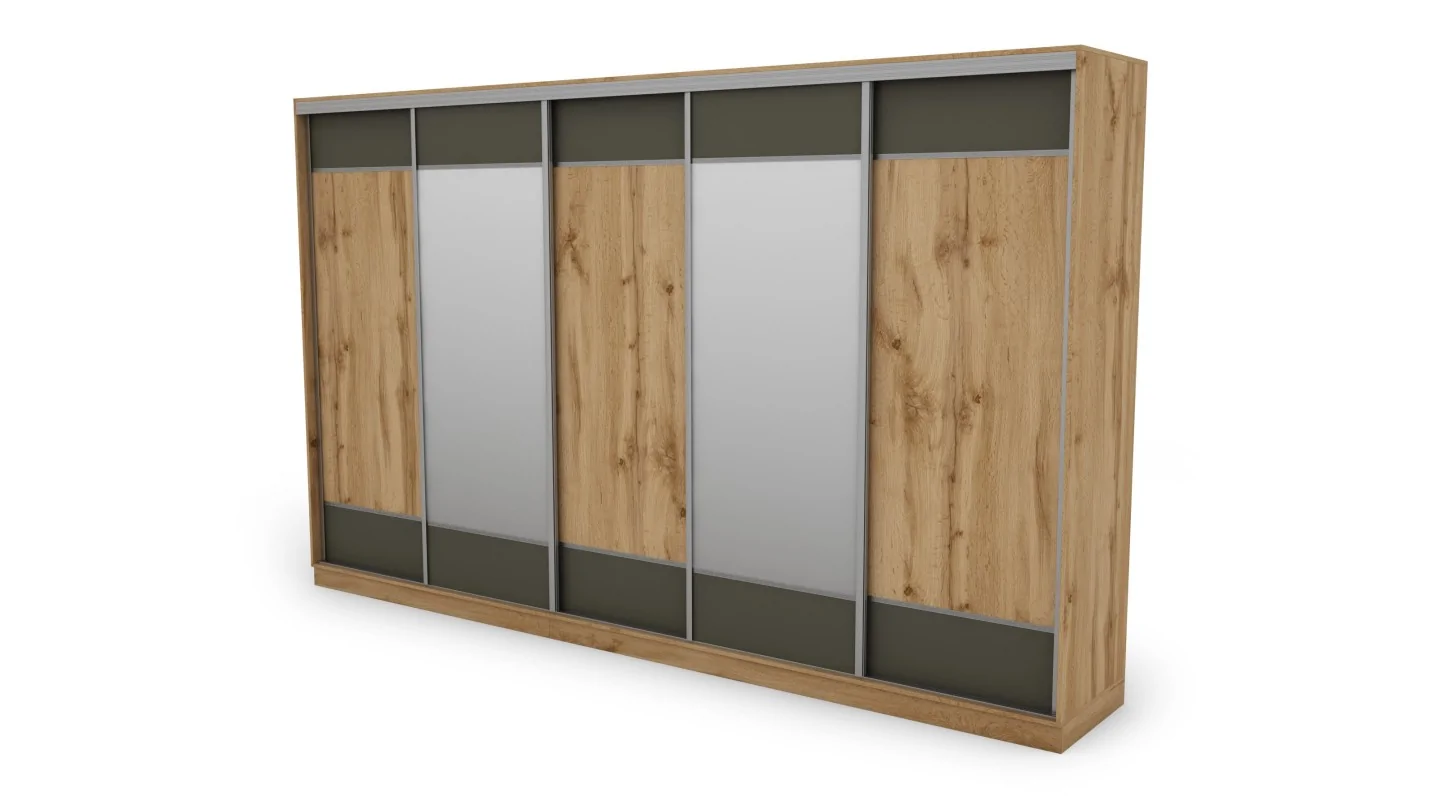 Szafa przesuwna 400x244 cm dąb wotan /grafit 2 lustra - Velaro | eMeblast