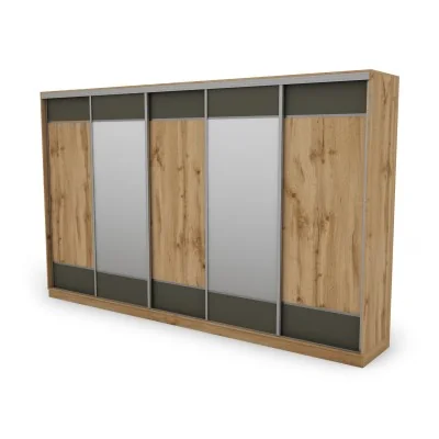 Szafa przesuwna 400x244 cm dąb wotan /grafit 2 lustra - Velaro | eMeblast