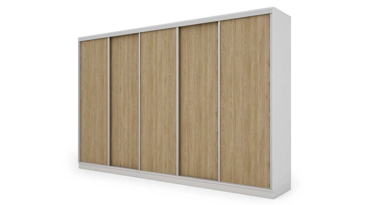 Szafa przesuwna 380x244 cm biel /dąb olejowany - Navero | eMeblast