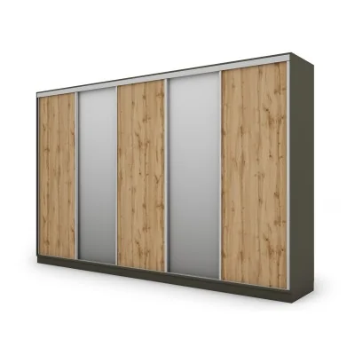 Szafa przesuwna 380x244 cm szary grafit wotan 2 lustra - Navero | eMeblast