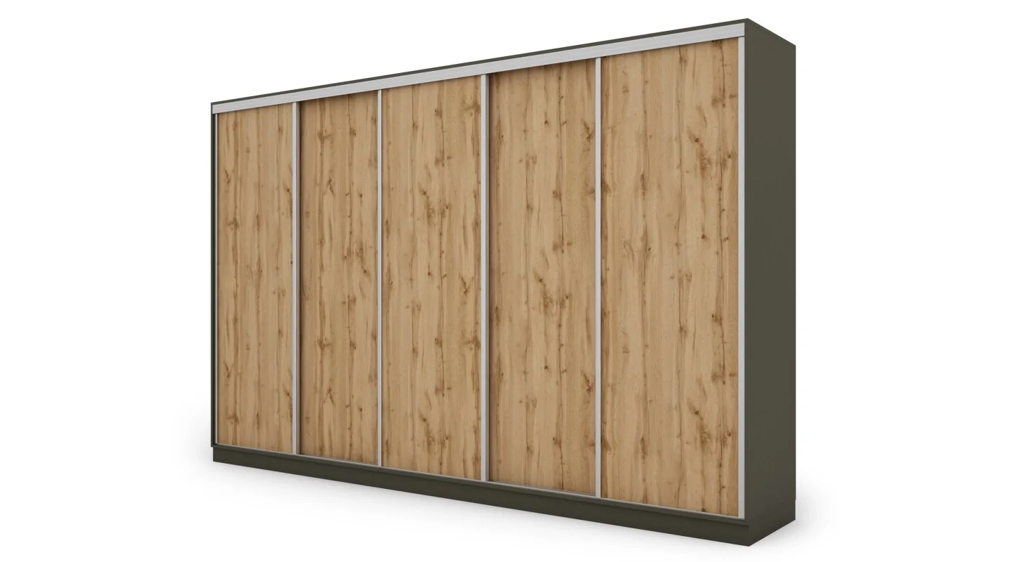 Szafa przesuwna 380x244 cm szary grafit /dąb wotan - Navero | eMeblast