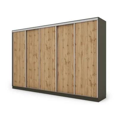 Szafa przesuwna 380x244 cm szary grafit /dąb wotan - Navero | eMeblast