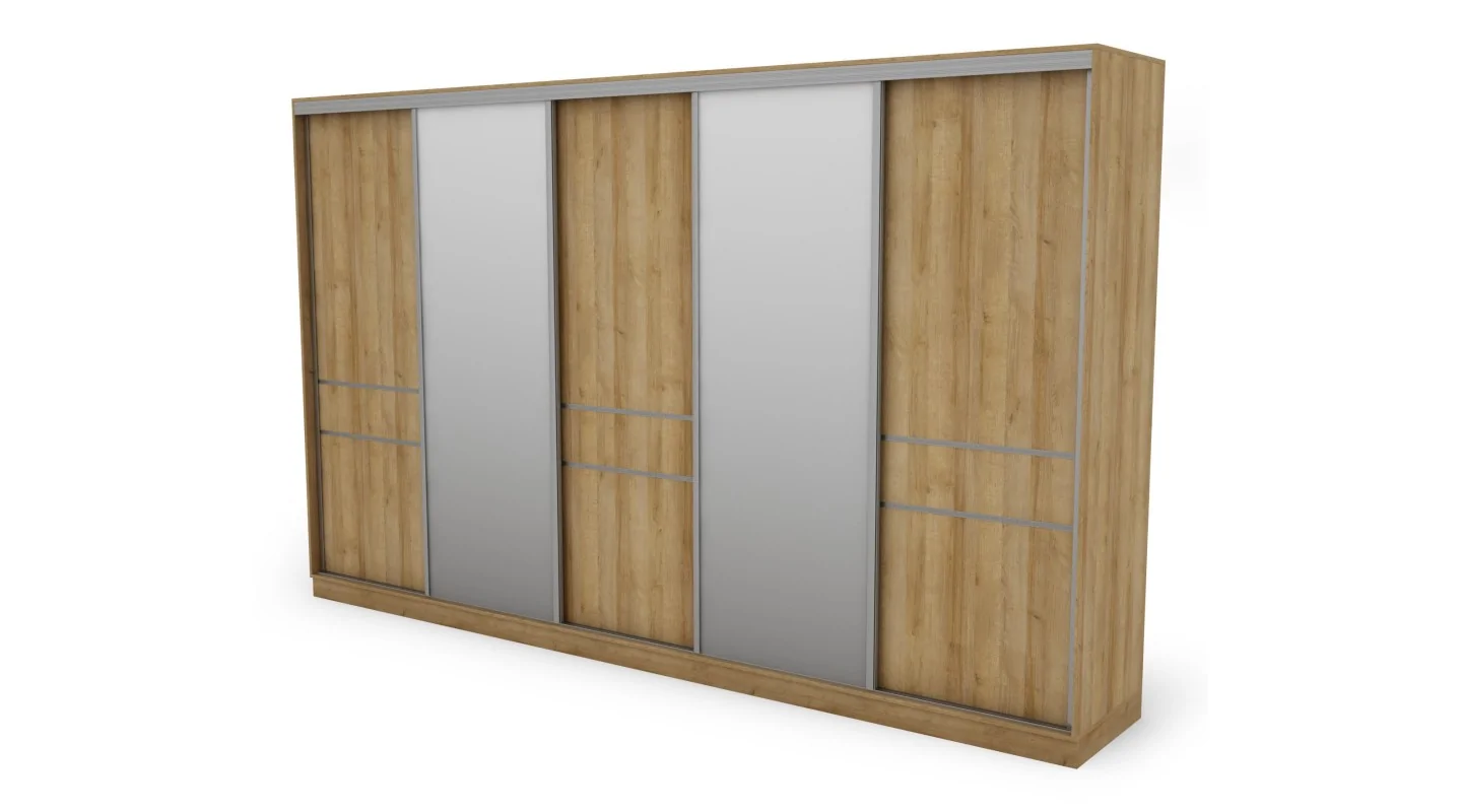 Szafa przesuwna 360x244 cm dąb riva 2 lustra - Torvello | eMeblast