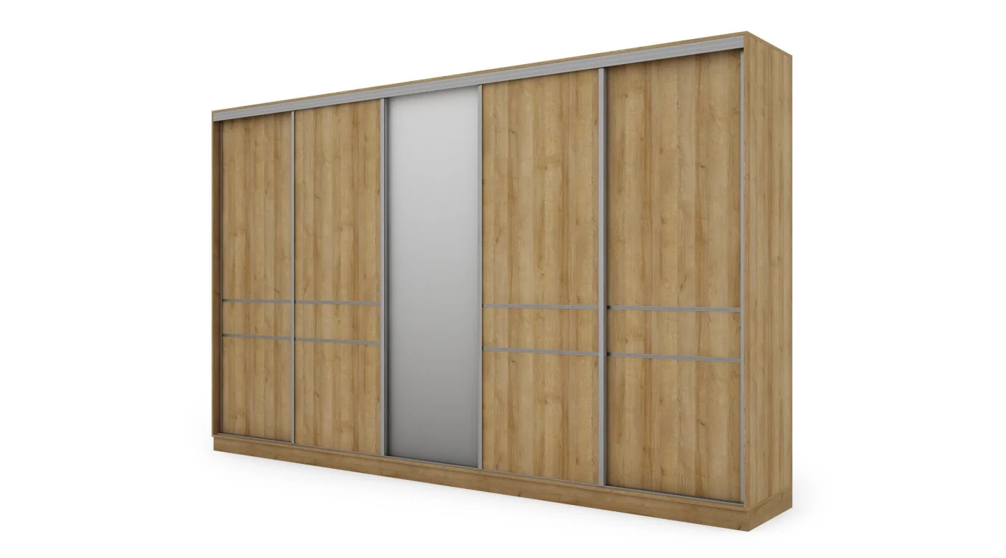 Szafa przesuwna 360x244 cm dąb riva z lustrem - Torvello | eMeblast Szafa przesuwna 360x244 cm dąb riva z lustrem - Torvello | eMeblast