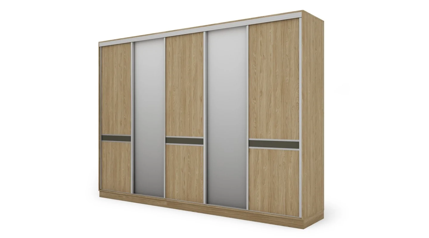 Szafa przesuwna 340x244 cm dąb olejowany 2 lustra - Morvello | eMeblast